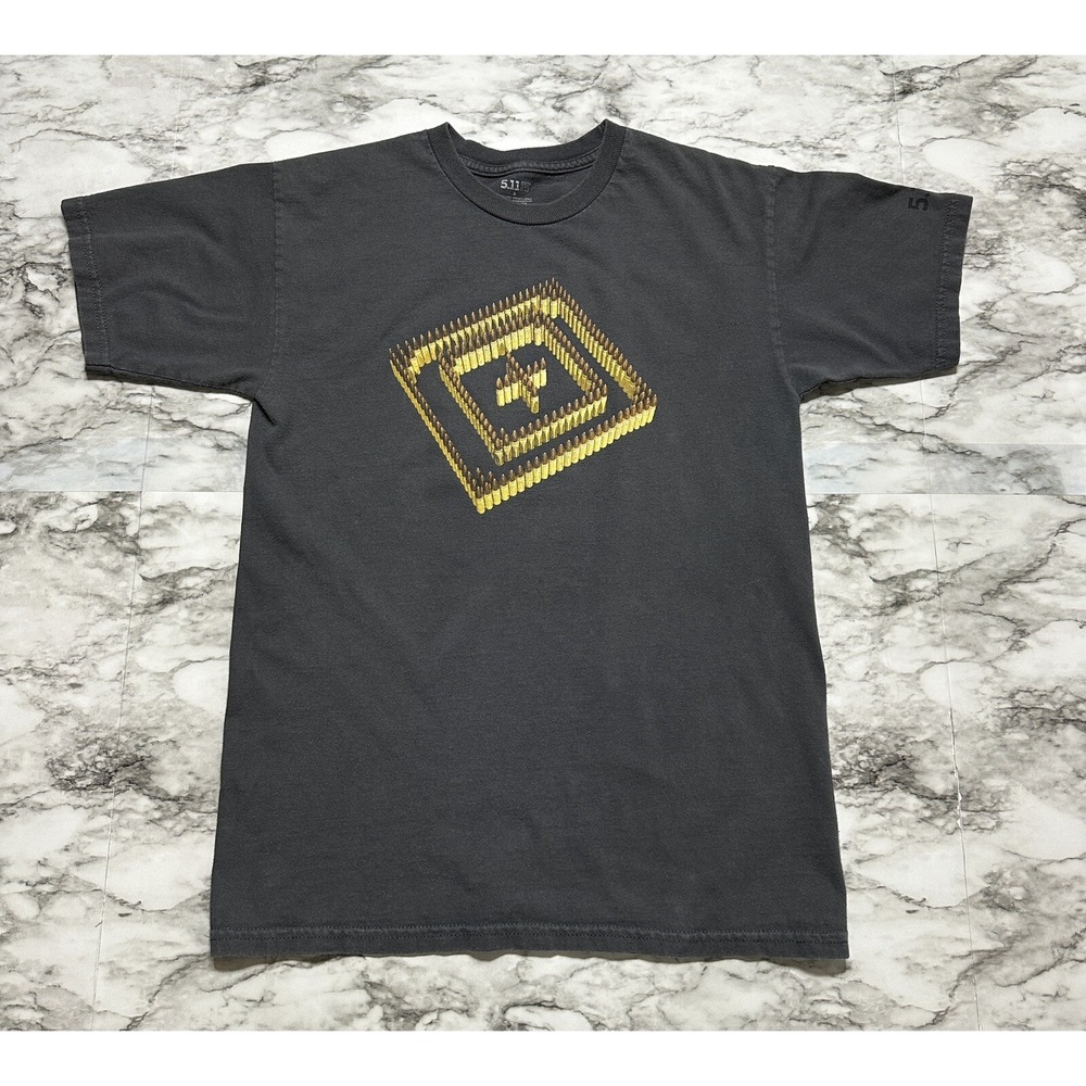 5.11 Tactical Men's T Shirt Size S Dark Gray Bullets Firearms Graphic‎ Tee